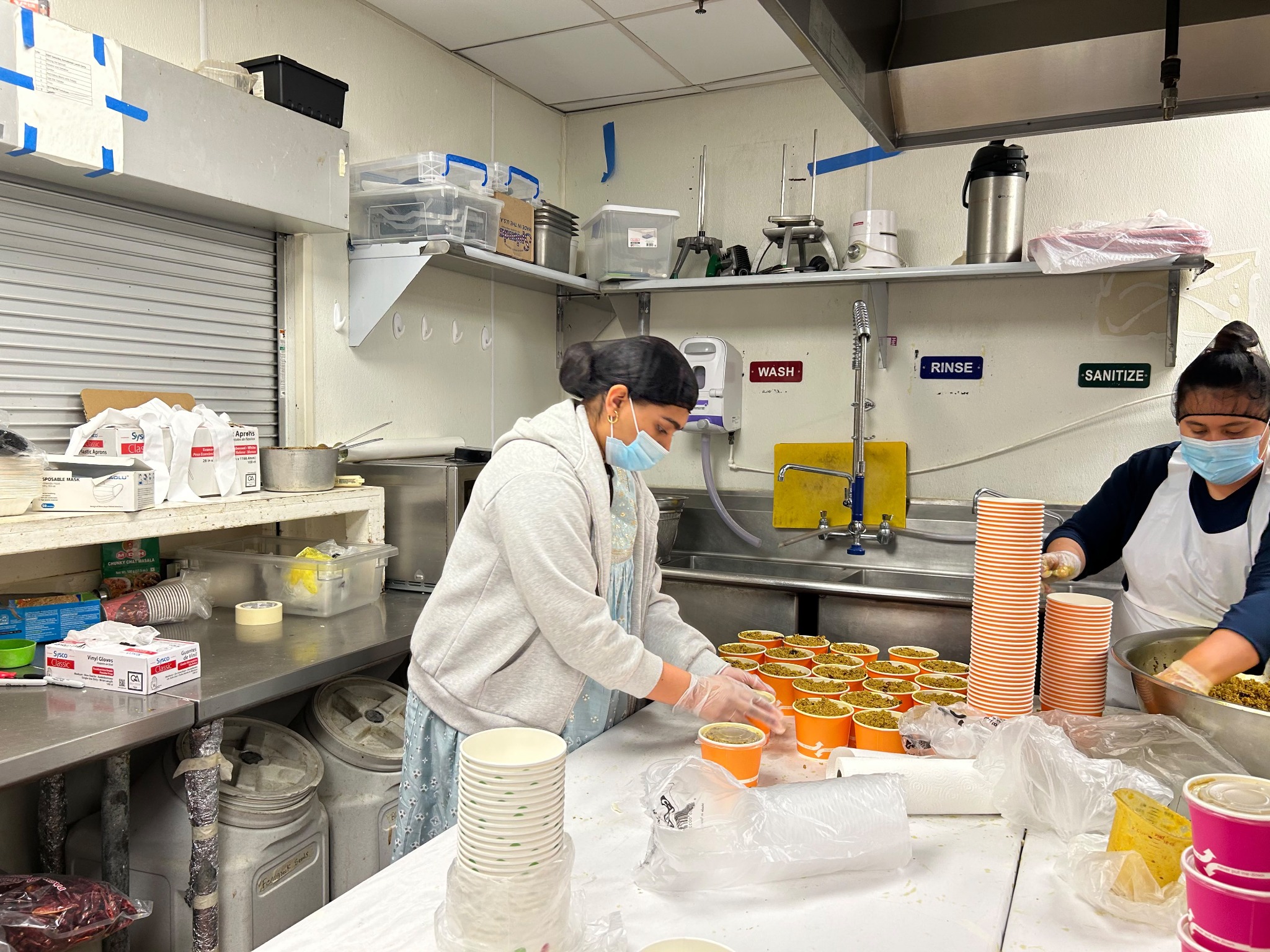 Preparing food during community service